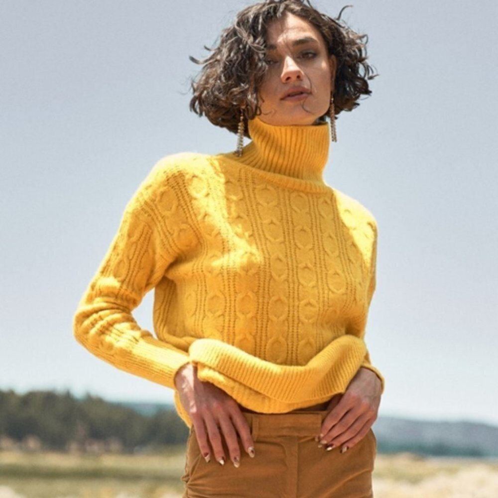 Yellow Cable Knit Sweater